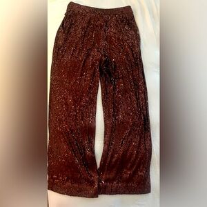 Brown Sequin wide leg pants Express size XS